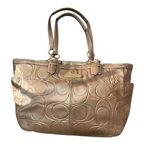 Coach Metallic Bronze Signature Leather Tote Bag Peyton F1273 F20742